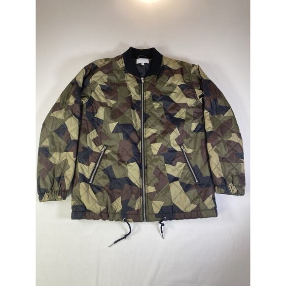 Kendall & Kylie Bomber Jacket Women's Size Small Green Camo Quilted Longline - Picture 1 of 10